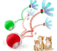 JinRui-T Lot de 2 balles à rouler actives avec queue pour chiens, chats Chewie Rollie Pet Smart Chase Ball - Jouet interactif intelligent pour chat