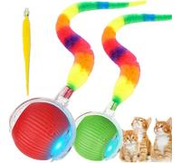 JinRui-T Lot de 2 balles à rouler actives avec queue pour chiens, jouet interactif pour chat à mâcher Rollie