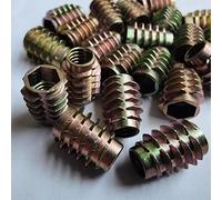 JINRUISI Lot de 100 inserts filetés 5/16"-18, 19 mm de long, inserts en bois, inserts filetés en acier pour vis de meubles en bois