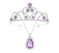 JINSAWW Parure de bijoux avec couronne et collier de princesse Sofia - Violet - Amulette pour femme - Pour anniversaire, Noël, Halloween