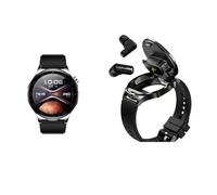 JINSHANGZI Montre intelligente 2025 + casque Bluetooth 2 en 1 Appel Bluetooth 3,6 cm AMOLED Couleur Full Touch IP67 Étanche à vie Contrôle vocal (Noir)