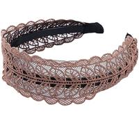 Jinshining Serre-tête large en dentelle antidérapante pour femme - Café - Bandeau élastique creux - Accessoires pour cheveux - Bandeau tendance pour femme