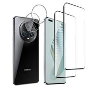 Jinshiweikai Lot de 4, 2 x Verre Trempé pour Honor Magic 5 Pro et 2 x Protection Ecran Caméra Arrière,3D Incurvé Couverture,sans Bulles d'air,Dureté 9H Glass,Compatible Honor Magic 5 Pro