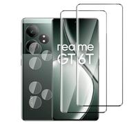 Jinshiweikai Lot de 4, 2 x Verre Trempé pour Realme GT 6T et 2 x Protection Ecran Caméra Arrière,3D Incurvé Couverture,sans Bulles d'air,Dureté 9H Glass,Compatible Realme GT 6T