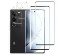 Jinshiweikai Lot de 4, 2 x Verre Trempé pour Vivo V29 5g et 2 x Protection Ecran Caméra Arrière,3D Incurvé Couverture,sans Bulles d'air,Dureté 9H Glass,Compatible Vivo V29 5g