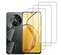 Jinshiweikai Lot de 6, 3 x Verre Trempé pour Realme 12 X 5G et 3 x Protection Ecran Caméra Arrière,3D Incurvé Couverture,sans Bulles d'air,Dureté 9H Glass,Compatible Realme 12 X 5G