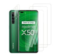 Jinshiweikai Lot de 6, 3 x Verre Trempé pour Realme X50 Pro 5G et 3 x Protection Ecran Caméra Arrière,3D Incurvé Couverture,sans Bulles d'air,Dureté 9H Glass,Compatible Realme X50 Pro 5G