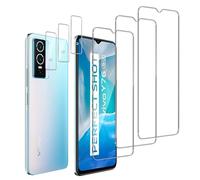 Jinshiweikai Lot de 6, 3 x Verre Trempé pour vivo Y76 5g et 3 x Protection Ecran Caméra Arrière,3D Incurvé Couverture,sans Bulles d'air,Dureté 9H Glass,Compatible vivo Y76 5g