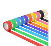 Jinsion 10 Rouleaux Coloré Ruban Masquage 25mm x 10m Ruban de Masquage Peinture, Washi Tape, Masking Tape, Iridescent Ruban Adhésif Décoratif, Ruban Coloré pour Peinture Voiture Bricolage Artisanat