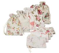 Jinsion 25 Pièces Pochon Coton avec Cordon de Serrage 10x14cm Sachet Tissu, Sacs en Coton, Sachet de Jute, Sachets en Lin, Sacs Cadeaux Petits, Sacs en Toile de Jute pour Cadeaux Mariage Noël Bijoux