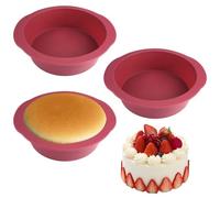 Jinsion 3 Pièces Moule Silicone Rond 15 cm, Moule à Gâteau Rond en Silicone, 6 Pouces Moule Layer Cake Antiadhésif, Moules à Manqué Dégagement Rapide pour Gâteaux au Fromage, Pain, Mousses et Muffins
