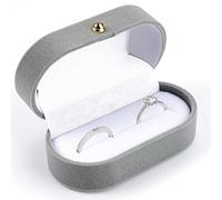 Jinsion Boite Bague Fiancaille 2 Rings,Porte Alliance Mariage en Velours,Boîte à Bagues pour Proposition,Boitier de Bague Ring Box pour Mariage, Fiançailles et Saint-Valentin