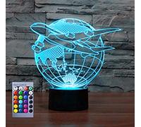 Jinson well 3D Avion LED Lampe d'illusion Optique veilleuse Lumière de Nuit avec Câble USB et 7 Couleurs Décoration pour Enfant Chambre Chevet Table de Bébé Enfant Cadeau De Fête Anniversaire