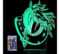 Jinson well 3D cheval LED Lampe d'illusion Optique Lumière de Nuit avec Câble USB et 16 Couleurs Décoration pour Enfant Chambre Chevet Table de Bébé Enfant Cadeau De Noël Fête Anniversaire