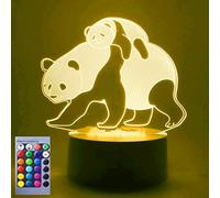 Jinson well 3D Panda LED Lampe veilleuse d'illusion Lumière de Nuit avec USB et 16 Couleurs Décoration pour Enfant Chambre Chevet Table de Bébé Enfant Cadeau Fête Anniversaire
