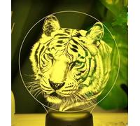 Jinson well 3D Tigre LED Lampe veilleuse d'illusion Lumière de Nuit avec USB et 7 Couleurs Décoration pour Enfant Chambre Chevet Table de Bébé Cadeau Fête Anniversaire
