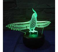 Jinson well Lampe 3D Perroquet Oiseau LED Illusion Veilleuse 7 Changement de Couleur Interrupteur Tactile Table Bureau Décoration Lampes avec Base Acrylique Câble USB Jouet