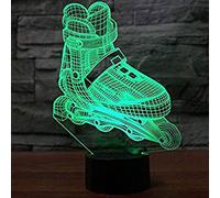Jinson well Lampe 3D Roller Skates Illusion Optique Veilleuse 7 Changement de Couleur Touch Switch Table Bureau Décoration Lampes avec Acrylique Flat ABS Base USB Câble Jouet créatif
