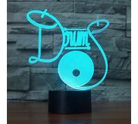 Jinson well Lampe à tambour 3D Illusion d'optique Veilleuse 7 couleurs changeantes Touch Switch Table Bureau Décoration Lampes Lampe Lampe Lampe Lampe Base ABS Plat USB Jouet