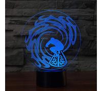 Jinson well Lampe de surf 3D Illusion d'optique Veilleuse 7 couleurs changeantes Touch Switch Table Bureau Décoration Lampes avec base acrylique plate ABS Câble USB Jouet