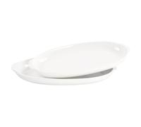 jinsongdafa Lot de 2 plats de cuisson ovales à gratin de 30,5 x 18,8 cm, en porcelaine, passent au four, pour rôtir des lasagnes, pour cocotte, assiette à tarte, pâtisserie, pétoncles, pommes de