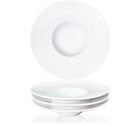 Jinsongdafa Lot de 4 Bols à Soupe, Assiettes Creuses et à Pâtes 150 ml - Blanches Avec Bord en Porcelaine, Meilleur Cadeau (21,5 cm)