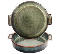 jinsongdafa Moule à quiche rond en porcelaine avec poignée de 23 cm - Moule à gratin - 830 ml - Moule à gâteau antiadhésif - Plat à tarte pour pommes - Passe au four