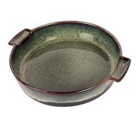 jinsongdafa Moule à quiche rond en porcelaine avec poignée de 29,8 cm - Moule à gratin - 1700 ml - Moule à gâteau antiadhésif - Plat à tarte pour pommes - Passe au four