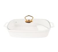 jinsongdafa Plat à gratin rectangulaire en porcelaine avec couvercle en verre, soupe de 1500 ml pour servir, plateau pour buffets, plateau de conservation des aliments, plat à gratin de restauration