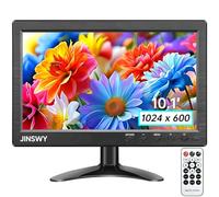 JINSWY Moniteur de sécurité de 10,1", écran HD 1024 x 600, ports HDMI, VGA, BNC, AV USB, haut-parleurs intégrés et télécommande, pour surveillance CCTV, DVR, PC, Raspberry Pi