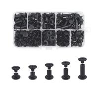 JINTANG 100 Set vis Chicago, kit de rivets pour cuir cruciforme 4/6/8/10/15 mm, vis métal clou rivet bouton Chicago, pour ceinture cuir DIY livre artisanat ceinture portefeuille reliure (Noir Mat)