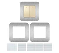 JINTANG Lot de 3 plaques de protection pour interrupteur, contour d'interrupteur, interrupteur simple pour interrupteur mural, décoration à faire soi-même (3 pièces, argenté, 8,6 x 8,6 cm)