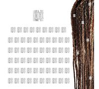 JINTANG Lot de 60 extensions de cheveux, boutons, bobines, bagues, perles, tresses, accessoires pour cheveux, pinces à cheveux, avec boîte de rangement (argentato)