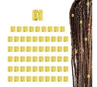 JINTANG Lot de 60 extensions de cheveux, boutons, bobines, bagues, perles, tresses, accessoires pour cheveux, pinces à cheveux, avec boîte de rangement (Couleur or)