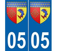 JINTORA - 2 Plaque immatriculation Voiture département 05 Hautes Alpes Blason Armoiries - Autocollant Voiture - Résistant aux intempéries - Vinyle Durable - Facile à Coller - Accessoire déco Original