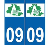 JINTORA - 2 Plaque immatriculation Voiture département 09 Ariège Blason CG 2 Plaque Autocollant - Autocollant Voiture Résistant aux intempéries Vinyle Durable Facile à Coller Accessoire déco Original