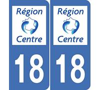JINTORA - 2 Plaque immatriculation Voiture département 18 Cher Centre - Autocollant Voiture - Résistant aux intempéries - Vinyle Durable - Facile à Coller - Accessoire déco Original