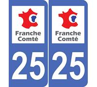 JINTORA - 2 Plaque immatriculation Voiture département 25 Doubs - Autocollant Voiture - Résistant aux intempéries - Vinyle Durable - Facile à Coller - Accessoire déco Original