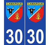 JINTORA - 2 Plaque immatriculation Voiture département 30 Camargue - Autocollant Voiture - Résistant aux intempéries - Vinyle Durable - Facile à Coller - Accessoire déco Original