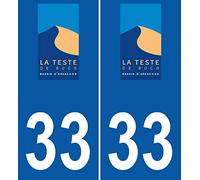 JINTORA - 2 Plaque immatriculation Voiture département 33 La Teste-de-Buch Logo Ville Sticker - Autocollant Voiture - Résistant aux intempéries Vinyle Durable Facile à Coller Accessoire déco Original