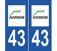 JINTORA - 2 Plaque immatriculation Voiture département 43 Avergne - Autocollant Voiture - Résistant aux intempéries - Vinyle Durable - Facile à Coller - Accessoire déco Original