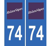 JINTORA - 2 Plaque immatriculation Voiture département 74 RhoneAlpes - Autocollant Voiture - Résistant aux intempéries - Vinyle Durable - Facile à Coller - Accessoire déco Original