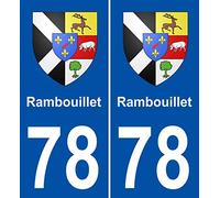 JINTORA - 2 Plaque immatriculation Voiture département 78 Rambouillet Blason - Autocollant Voiture - Résistant aux intempéries - Vinyle Durable - Facile à Coller - Accessoire déco Original