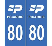 JINTORA - 2 Plaque immatriculation Voiture département 80 Somme Picardie 80 - Autocollant Voiture - Résistant aux intempéries - Vinyle Durable - Facile à Coller - Accessoire déco Original