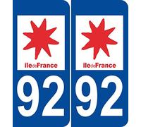 JINTORA - 2 Plaque immatriculation Voiture département 92 ile de France - Autocollant Voiture - Résistant aux intempéries - Vinyle Durable - Facile à Coller - Accessoire déco Original
