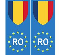 JINTORA - 2 Plaque immatriculation Voiture département RO Roumanie România Europe - Autocollant Voiture - Résistant aux intempéries - Vinyle Durable - Facile à Coller - Accessoire déco Original