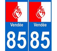 JINTORA - 2 Plaque immatriculation Voiture département Vendée 85 - Autocollant Voiture - Résistant aux intempéries - Vinyle Durable - Facile à Coller - Accessoire déco Original