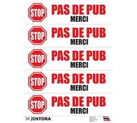 Jintora - Autocollant/autocollant de voiture - Anti-publicité - Blanc - 5 pièces - 70x20 mm - Vinyle - JDM/Die cut - Voiture/vitre/ordinateur portable/fenêtre
