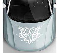 JINTORA - Autocollant Voiture Coeur Tribal 50cm x 35cm Blanc - Sticker Auto résistant intempéries en Vinyle - Facile à Coller sur carrosserie vitre Pare-Chocs - Accessoire déco Original véhicule