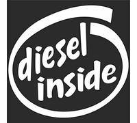 JINTORA Autocollant Voiture - Diesel à l'intérieur - 105x99 mm - Blanc - Sticker pour Voiture Tuning - Résistant aux intempéries - Vinyle Durable - Facile à Coller - Accessoire déco Original